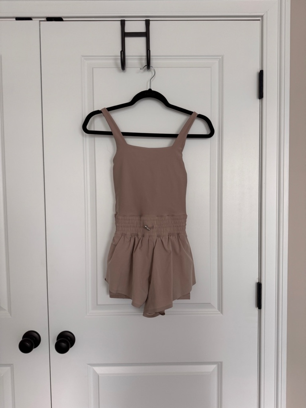 Women's Square-Neck Romper in Taupe